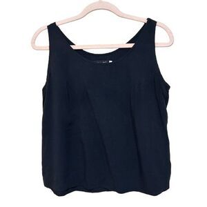 Jams World Tank Top Womens Small Sleeveless Scoop Neck Black Solid Rayon USA